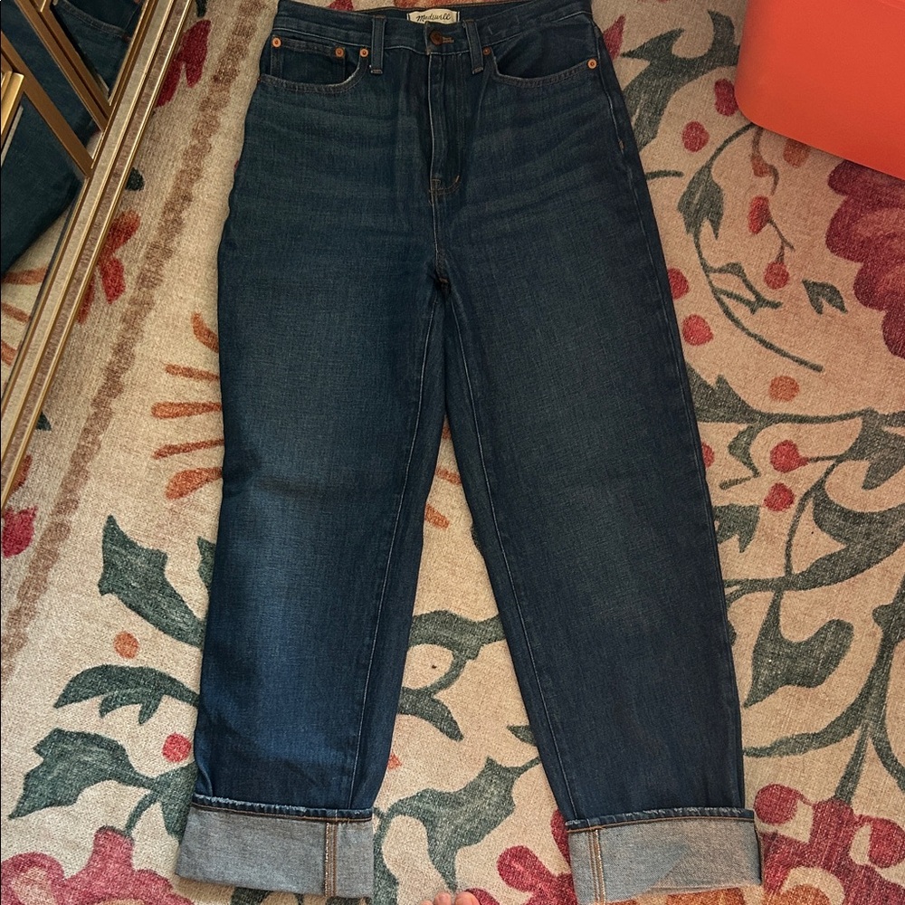 Madewell High-Rise Baggy Straight Dark Blue Jeans